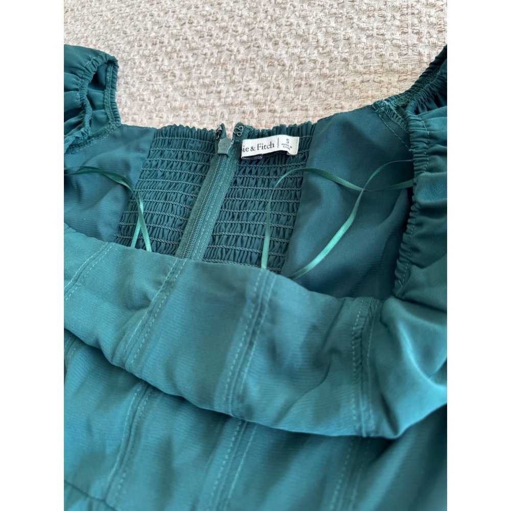 Abercrombie & Fitch Emerald Green Puff Sleeve Corset Mini Dress Coquette Small - Picture 4 of 9